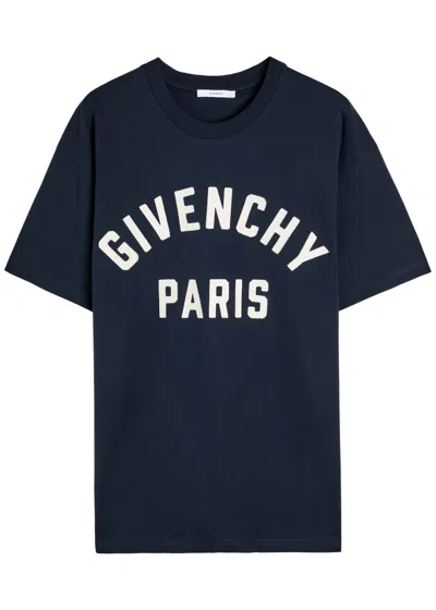 Givenchy Men Black Crewneck T-shirt With Maxi Logo Lettering On The Front In Cotton Man
