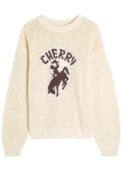 Cherry Los Angeles Western Open-knit Cotton Jumper In Neutral