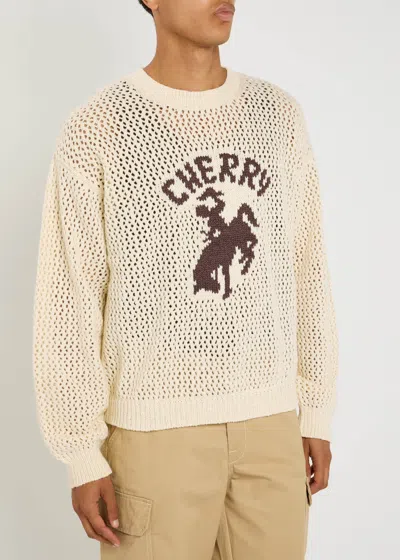 Cherry Los Angeles Western Open-knit Cotton Jumper In Neutral