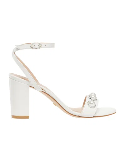 Stuart Weitzman Nearlybare Portia High Heel Sandals With Thick Heels In White