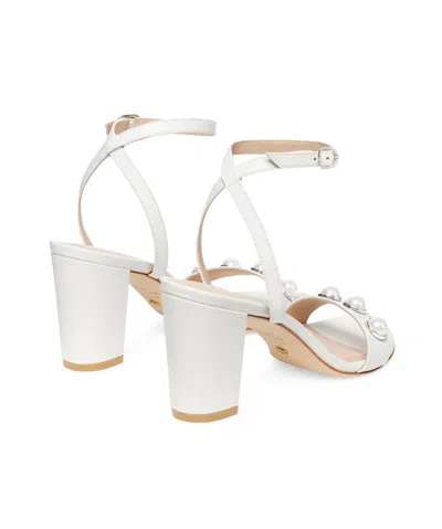 Stuart Weitzman Nearlybare Portia High Heel Sandals With Thick Heels In White