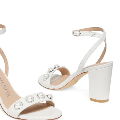 Stuart Weitzman Nearlybare Portia High Heel Sandals With Thick Heels In White