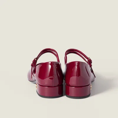 Miu Miu Patent Leather Slingback Pumps With Buckles In Red