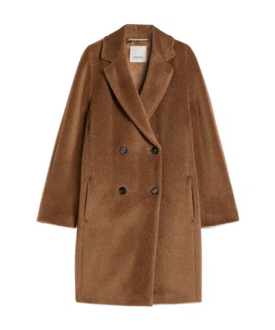 Max Mara Wool And Alpaca Midi Coat In Brown
