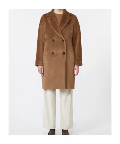 Max Mara Wool And Alpaca Midi Coat In Brown