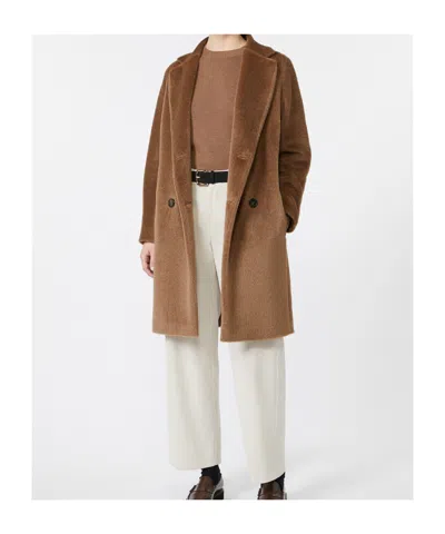 Max Mara Wool And Alpaca Midi Coat In Brown