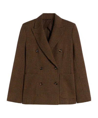 Max Mara Zulma Houndstooth Check Double Breasted Jacket In Black