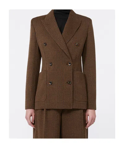 Max Mara Zulma Houndstooth Check Double Breasted Jacket In Black