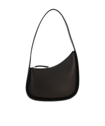 The Row Half Moon Black Leather Bag In Black Pld