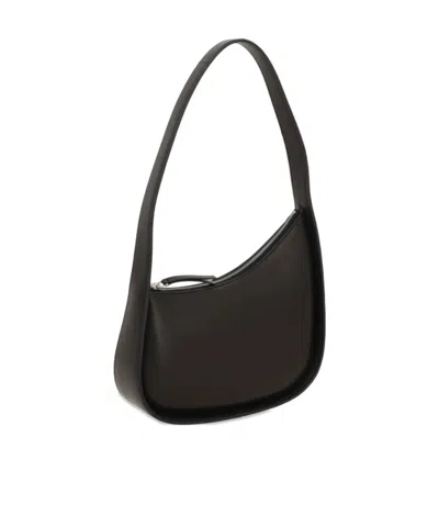 The Row Half Moon Black Leather Bag In Black Pld