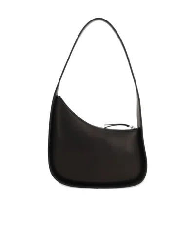 The Row Half Moon Black Leather Bag In Black Pld