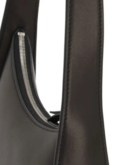The Row Half Moon Black Leather Bag In Black Pld