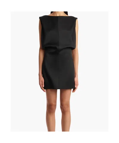 Khaite Toma Sculpted Satin-crepe Mini Dress In Black