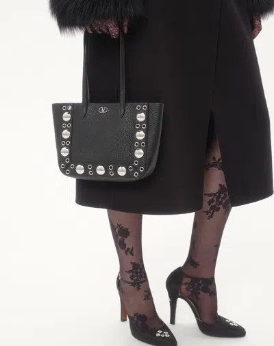 Valentino Nellcote Mini Shopping Tote Bag In Leather In Black