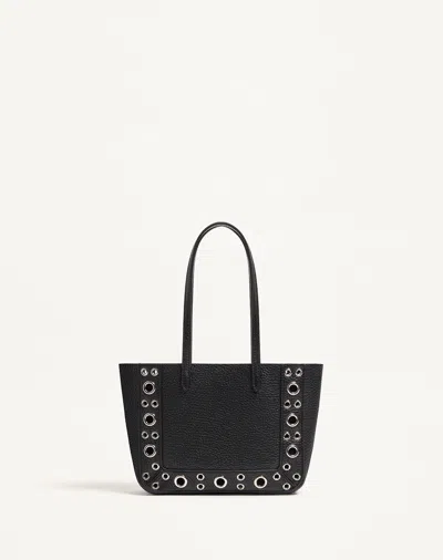 Valentino Nellcote Mini Shopping Tote Bag In Leather In Black