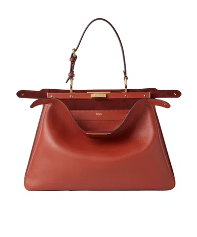 Fendi Sienna Brown Leather Bag In Brown