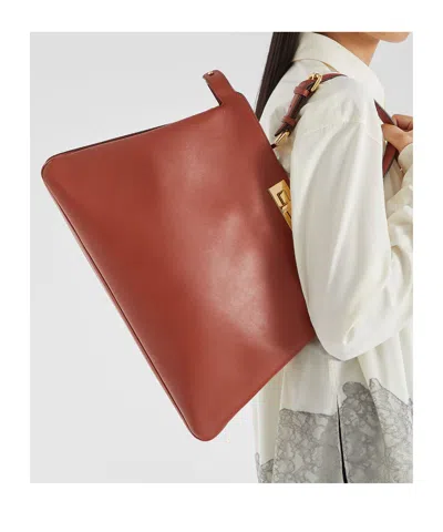 Fendi Sienna Brown Leather Bag In Brown