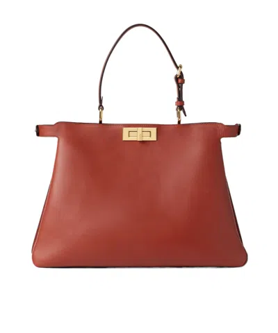 Fendi Sienna Brown Leather Bag In Brown