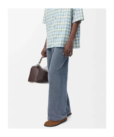 Loewe Cotton-linen Drawstring Trousers In Blue