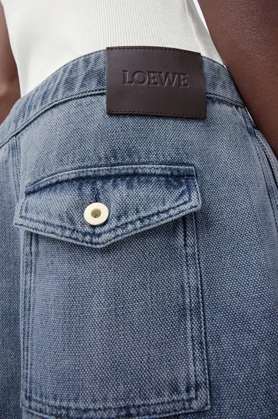 Loewe Cotton-linen Drawstring Trousers In Blue