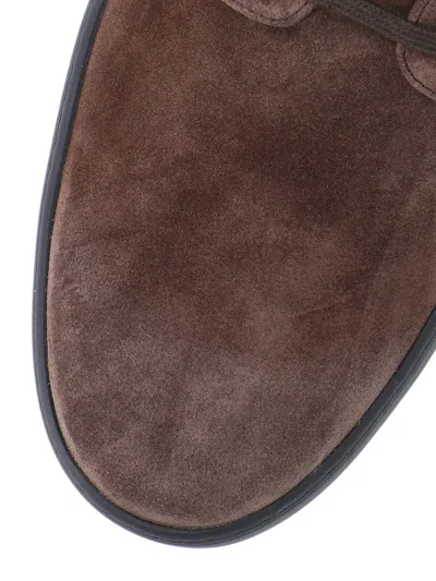Tod's Brown Suede Ankle Boots With Round Toe In Brown