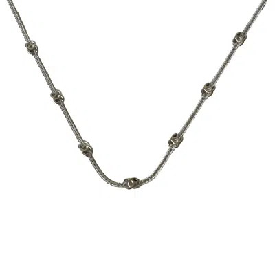 Pre-owned Chanel Seven Metal Cc Choker Necklace Silver