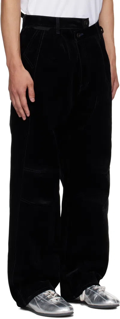 Andersson Bell Black Crossover Carpenter Wide Leg Jeans In Black