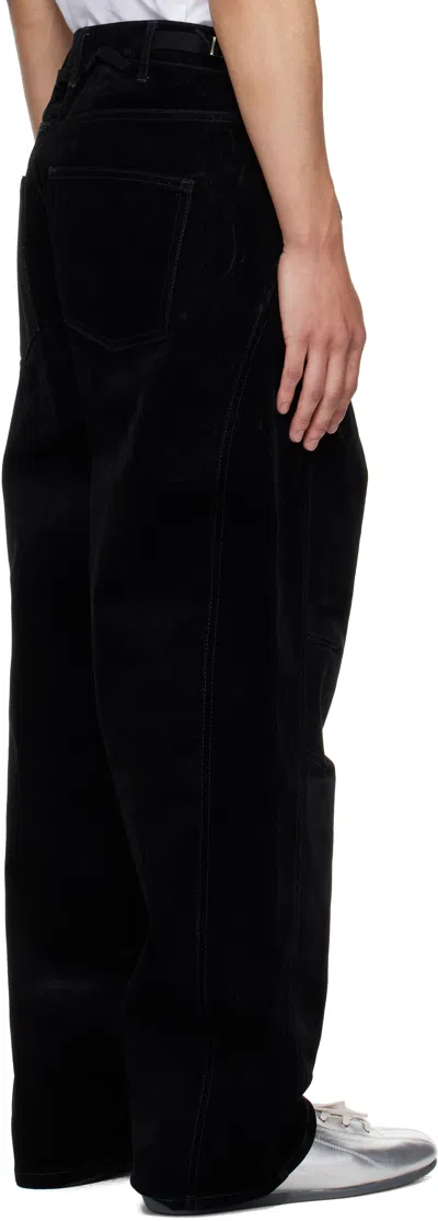 Andersson Bell Black Crossover Carpenter Wide Leg Jeans In Black