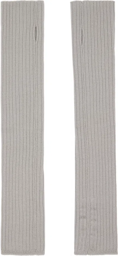 Rick Owens Gray Concordians Rasato Knit Arm Warmers In Metallic