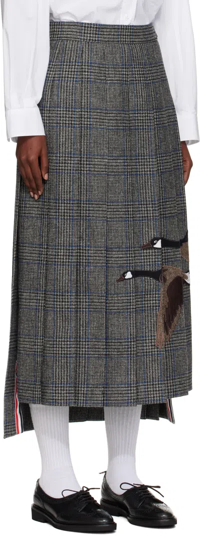 Thom Browne Gray Classic Pleated Maxi Skirt In Gray