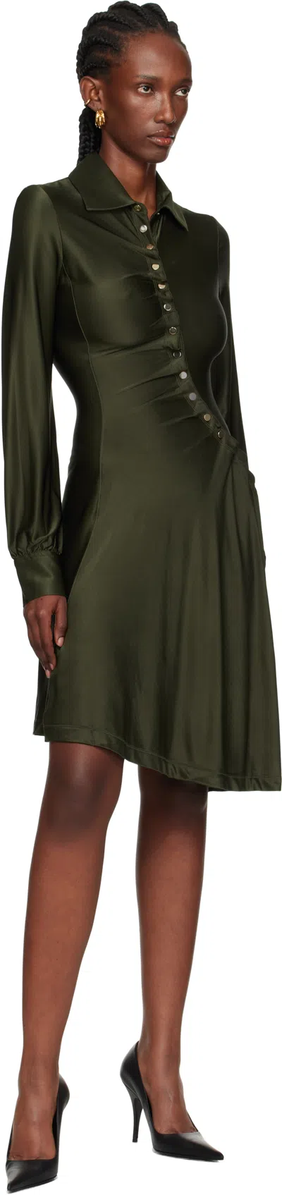 Rabanne Draped Jersey Mini Dress In Green