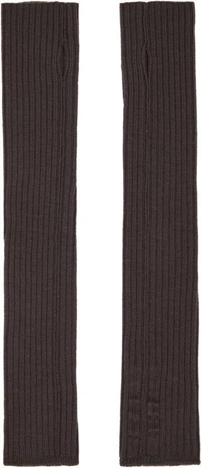 Rick Owens Brown Concordians Rasato Knit Arm Warmers In Brown