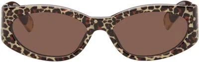 Jacquemus Sunglasses With Oval Frame And Animal Print In Brown