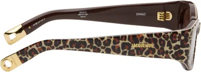 Jacquemus Sunglasses With Oval Frame And Animal Print In Brown