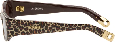 Jacquemus Sunglasses With Oval Frame And Animal Print In Brown