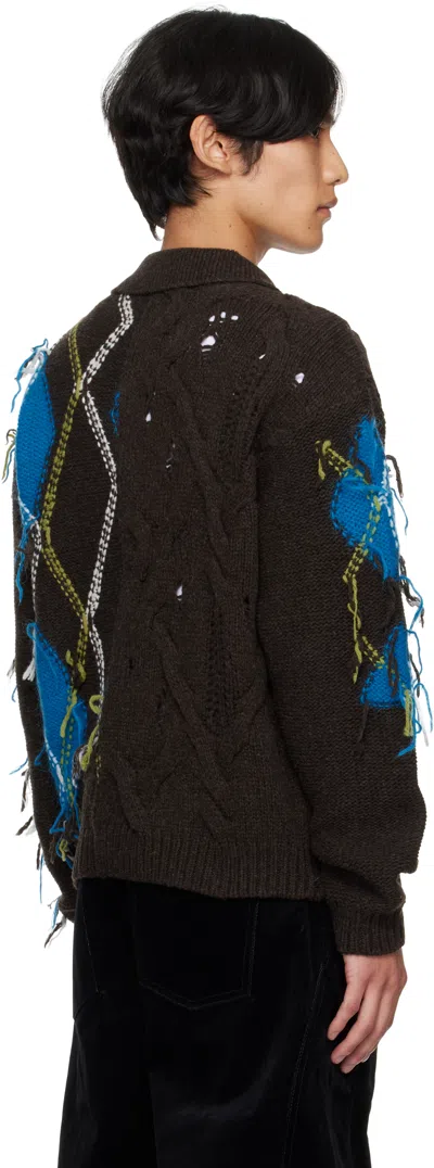 Andersson Bell Argyle-pattern Cable-knit Sweater In Black