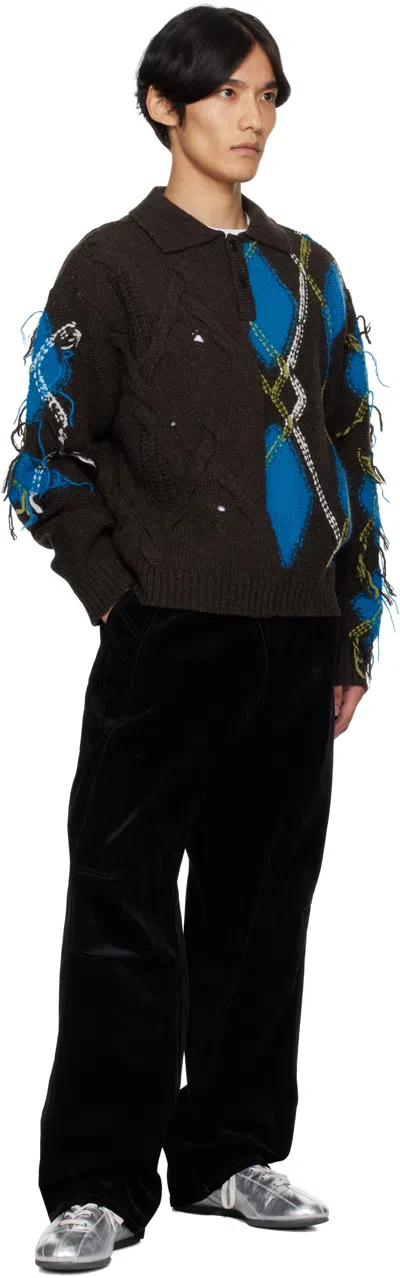 Andersson Bell Argyle-pattern Cable-knit Sweater In Black