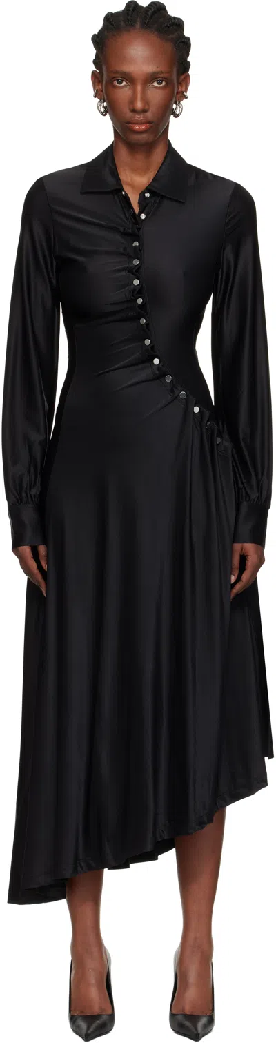 Rabanne Stretch Viscose Draped Midi Dress In Black