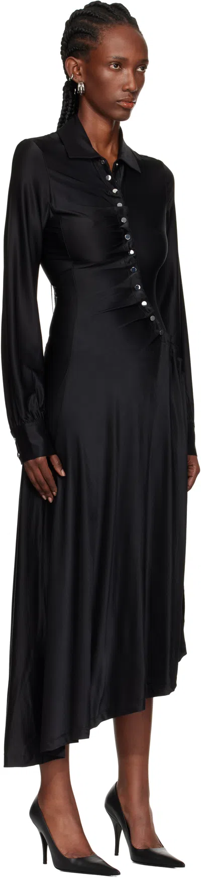 Rabanne Stretch Viscose Draped Midi Dress In Black