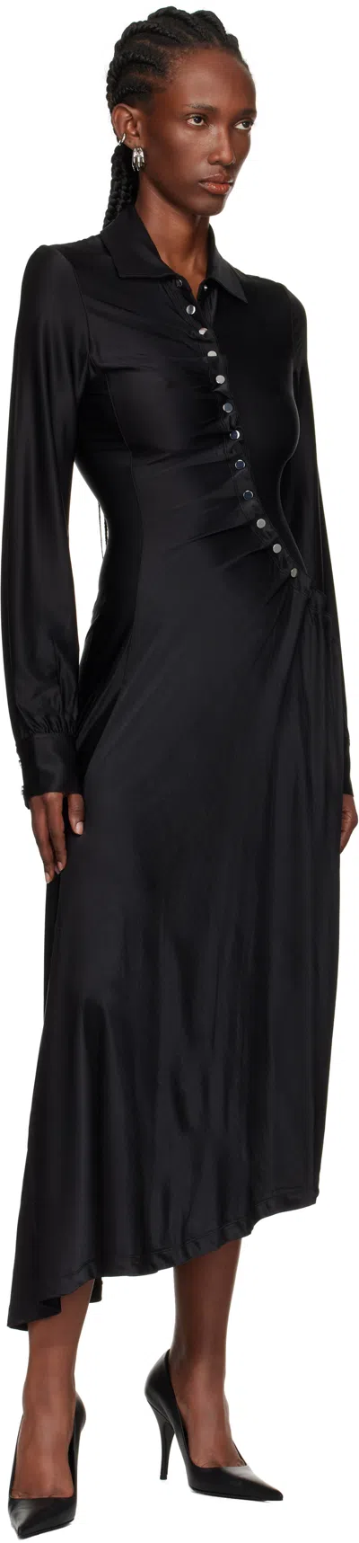 Rabanne Stretch Viscose Draped Midi Dress In Black