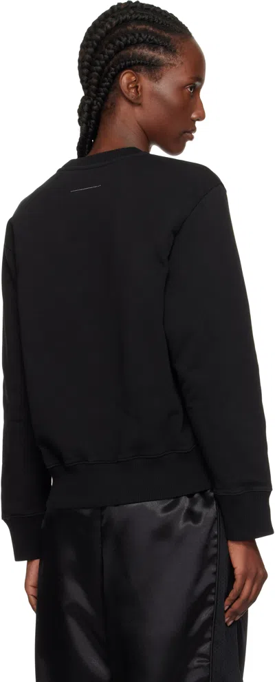 Mm6 Maison Margiela Graphic Black Cotton Sweatshirt With Contrasting Numeric Logo In Black