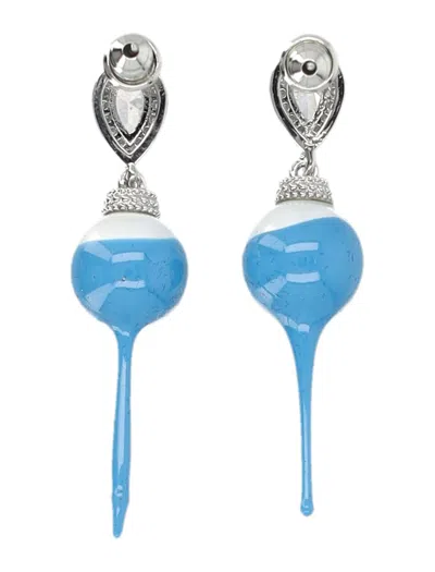Ottolinger Blue Dipped Pearl Drop Earrings In Metallic