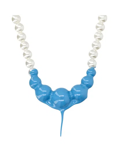 Ottolinger Dipped Blue Resin Pearl Necklace In Blue