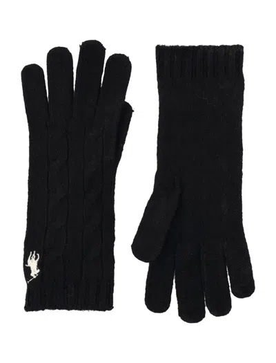 Polo Ralph Lauren Cable Wool-cashmere Gloves In Black