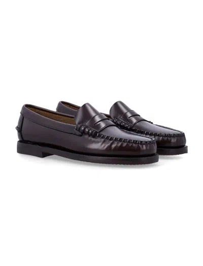 Sebago Rounded Toe Slip-on Moccasins With Smooth Leather Finish In Brown