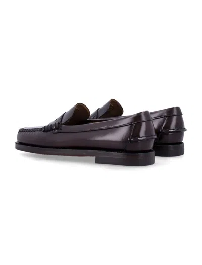 Sebago Rounded Toe Slip-on Moccasins With Smooth Leather Finish In Brown