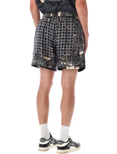 Amiri Black Ma Quad Bleach Bandana Shorts In Gray