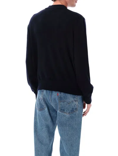 Moncler Men Padded Wool Cardigan With Zip In Blue