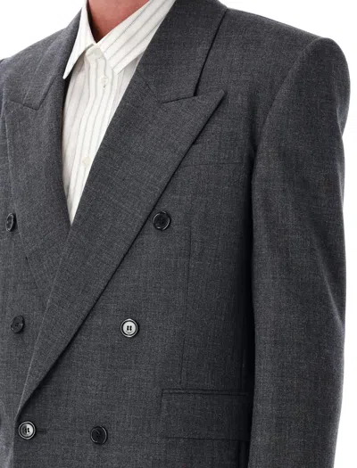 Saint Laurent Double-breasted Blazer In Gray