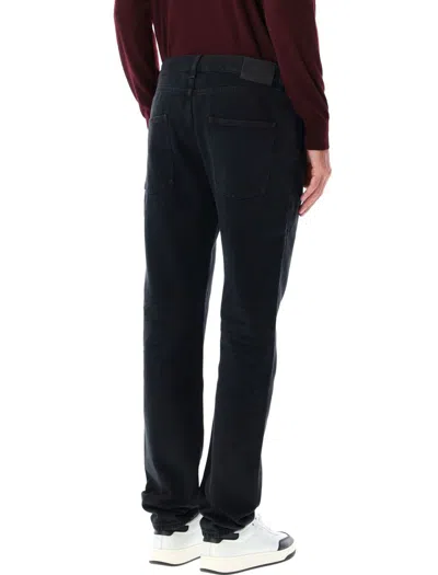 Saint Laurent Slim Straight Leg Denim With Five Pockets In Black